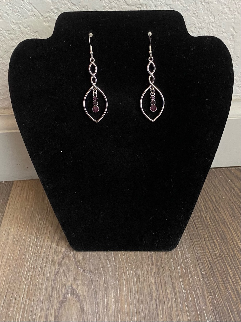 paparazzi Silver Drop Earrings with Purple Accents